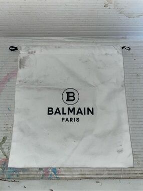 Balmain White Drawstring Logo Pouch for Men